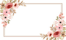 Pink Pastel Floral Frame With Watercolor