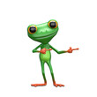 3D Illustration Green Frog Indicates Direction