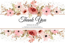 Thank You Card With Watercolor Floral