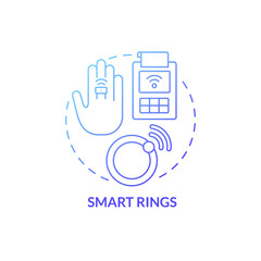 Smart rings blue gradient concept icon. Wireless device. Touchless systems abstract idea thin line illustration. Isolated outline drawing. Roboto-Medium, Myriad Pro-Bold fonts used