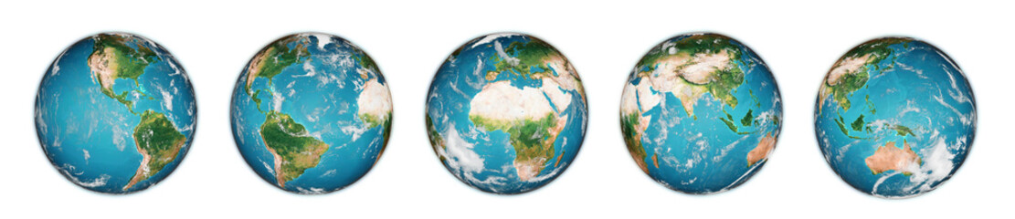 planet earth globe set. elements of this image furnished by nasa. 3d rendering