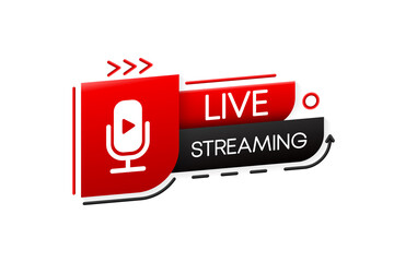 Poster - Live Streaming 3D Banner. Video Internet conference concept. Live stream, internet education. Vector illustration.