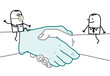 Cartoon Doctor and Businessman meeting on a big Handshake