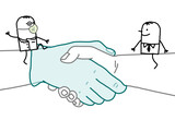 Fototapeta  - Cartoon Doctor and Businessman meeting on a big Handshake