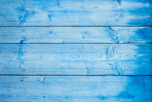 Wooden Horizontal Boards Painted Blue. Blue Wooden Background