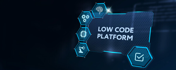 Low Code software development platform technology concept.3d illustration