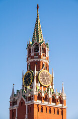 Spasskaya Tower of Moscow Kremlin on Red Square, Russia