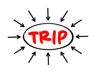 Poster - TRIP - Transaction, Relationship, Information, Partnership acronym text with arrows, business concept for presentations and reports