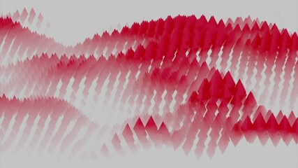 Poster - White background with bright red lines.Design. A red pattern that moves like waves and grows and decreases back.