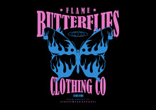 Flame butterfly t shirt design, vector graphic, typographic poster or tshirts street wear and Urban style