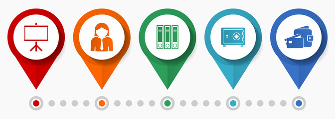 Poster - Education, business concept vector icon set, flat design pointers, infographic template