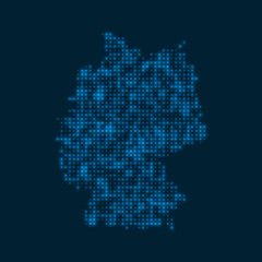 Wall Mural - Germany dotted glowing map. Shape of the country with blue bright bulbs. Vector illustration.