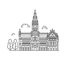 Travel Munich Line Art Icon With New City Hall