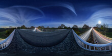 Bridge Over The Highway At Night, 360° X 180° Vr Equirectangular Enviroment