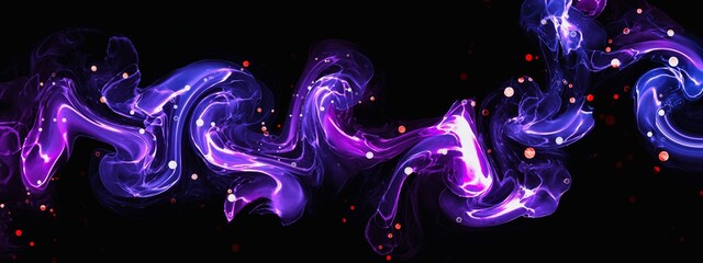 Wall Mural - Glossy purple texture on the black background, shiny and bright liquid smoke, fluid art design, hand drawn artwork, wallpaper for print