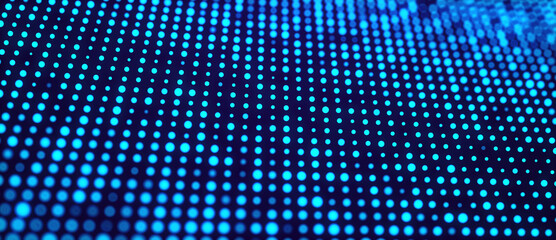Fototapete - Abstract blue background of points. Falling cyber particles. Big data stream. 3d rendering