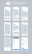 Mobile app design. UI UX wireframe kit for smartphone. New OS screens.