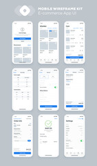 Mobile app design. UI UX wireframe kit for smartphone. New OS screens.