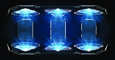 Poster - Futuristic Vector HUD Interface Screen Design. Digital callouts titles. HUD UI GUI futuristic user interface screen elements set. High tech screen for video game. Sci-fi concept design.