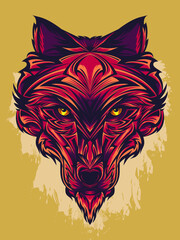 Wall Mural - Ornamental Wolf Head Illustration