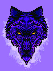 Poster - Ornamental Wolf Head Illustration