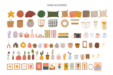 home accessories hand drawn illustration collection