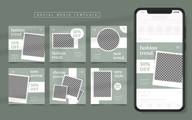 Set of Green Fashion Flyer or Social Media Banner