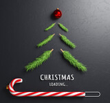 Fototapeta  - Merry Christmas loading concept with candy cane. 3d illustration