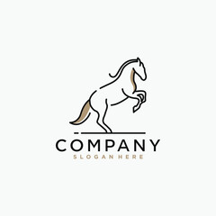 Wall Mural - Logo inspiration, a horse that is jumping that looks elegant using lines. This logo is suitable for business, technology, animals etc.
