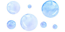 Watercolor Light Blue Water And Soap Bubbles Round Shapes Bubbles