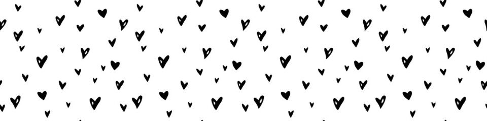 Vector Seamless abstract pattern of small hearts. Hand drawn doodle background, texture for textile, wrapping paper, Valentines day.