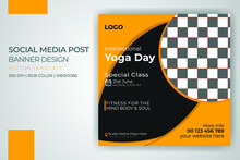 Yoga Fitness Sports Banner Gym Social Media Post Vector Template Design Layout