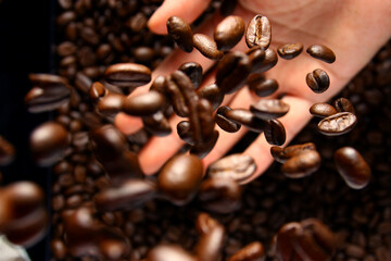 Wall Mural - Fresh brew Arabica coffee beans