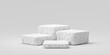 © Lemonsoup14 - White stone plate cosmetic podium 3d background or abstract empty product display floor platform broken and blank rock stage stand on plaster concrete pedestal backdrop with natural marble show scene.