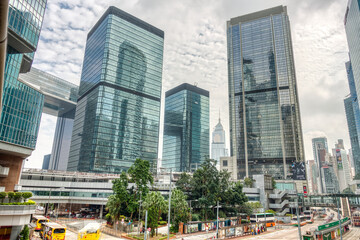 Sticker - Downtown Hongkong cityscape, HDR Image