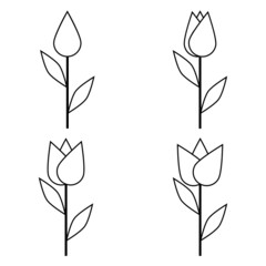 Poster - Image simple blossoming flower bud with stem and leaves stock illustration