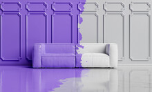 Very Peri Color Splashes Covering A Room With A Sofa