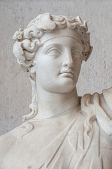 Poster - Portrait of an ancient marble statue with a beautiful young Roman Italian or Greek man face of Renaissance Era.