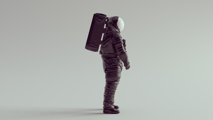 Wall Mural - Black Astronaut Cosmonaut with White Helmet Visor Side View Spaceman Spacewalk Space Technology 3d illustration render