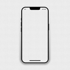 Poster - Realistic model of smartphone with a transparent screen. Front view of devices. Mobile phone 3d with shadow on transparent background. Vector EPS 10