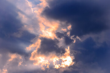 Wall Mural - The beautiful overcast sky of the setting sun