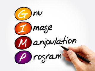 Aufkleber - GIMP - Gnu Image Manipulation Program acronym, concept background