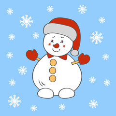 Poster - Cute Christmas snowman in winter