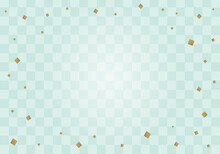 金の紙吹雪と格子模様の和柄背景（ブルー）