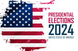 2024 United States Presidential Elections Banner. US President Election Day background. Vector Illustration.	