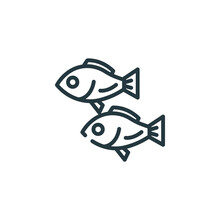 Fishes Thin Line Icon. Fish, Food Linear Icons From Pet Shop Fill Concept Isolated Outline Sign. Vector Illustration Symbol Element For Web Design And Apps..