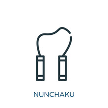 Nunchaku Thin Line Icon. Japanese, Asian Linear Icons From Asian Concept Isolated Outline Sign. Vector Illustration Symbol Element For Web Design And Apps..