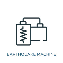 Earthquake Machine Thin Line Icon. Machine, Disaster Linear Icons From Earthquake Concept Isolated Outline Sign. Vector Illustration Symbol Element For Web Design And Apps..