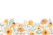 Yellow Flower Garden Background With Watercolor