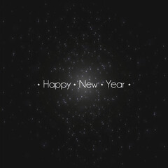 Fototapete - Happy new year lettering on illuminated and shiny black background vector stock illustration.
